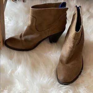 Brown suede booties